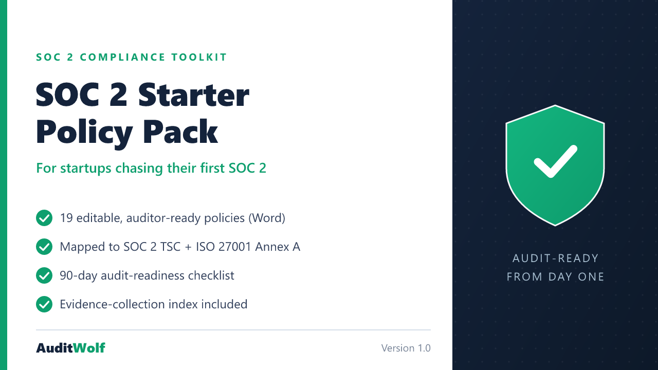 AuditWolf SOC 2 Starter Policy Pack — 19 auditor-ready editable policies